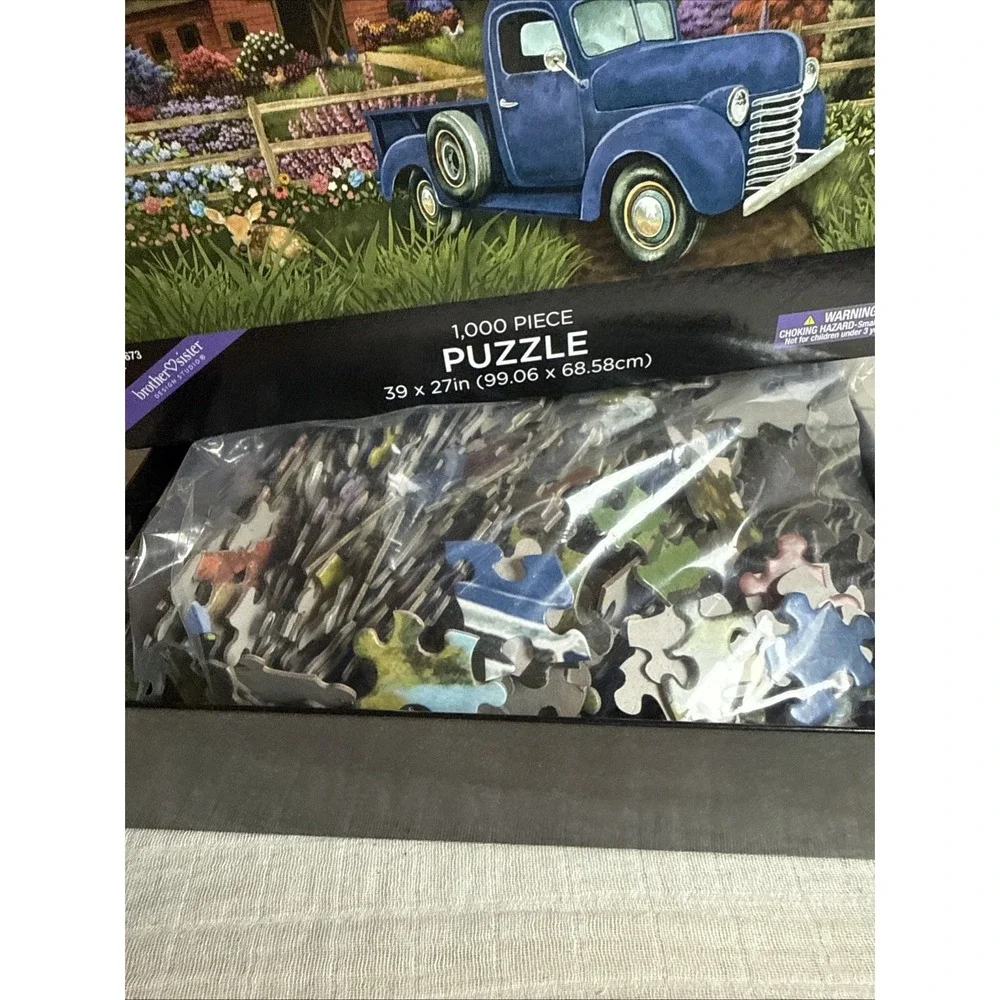 Brother Sister Design‎ 1000 Piece Puzzle Old Blue Truck And Red Barn NEW Sealed
